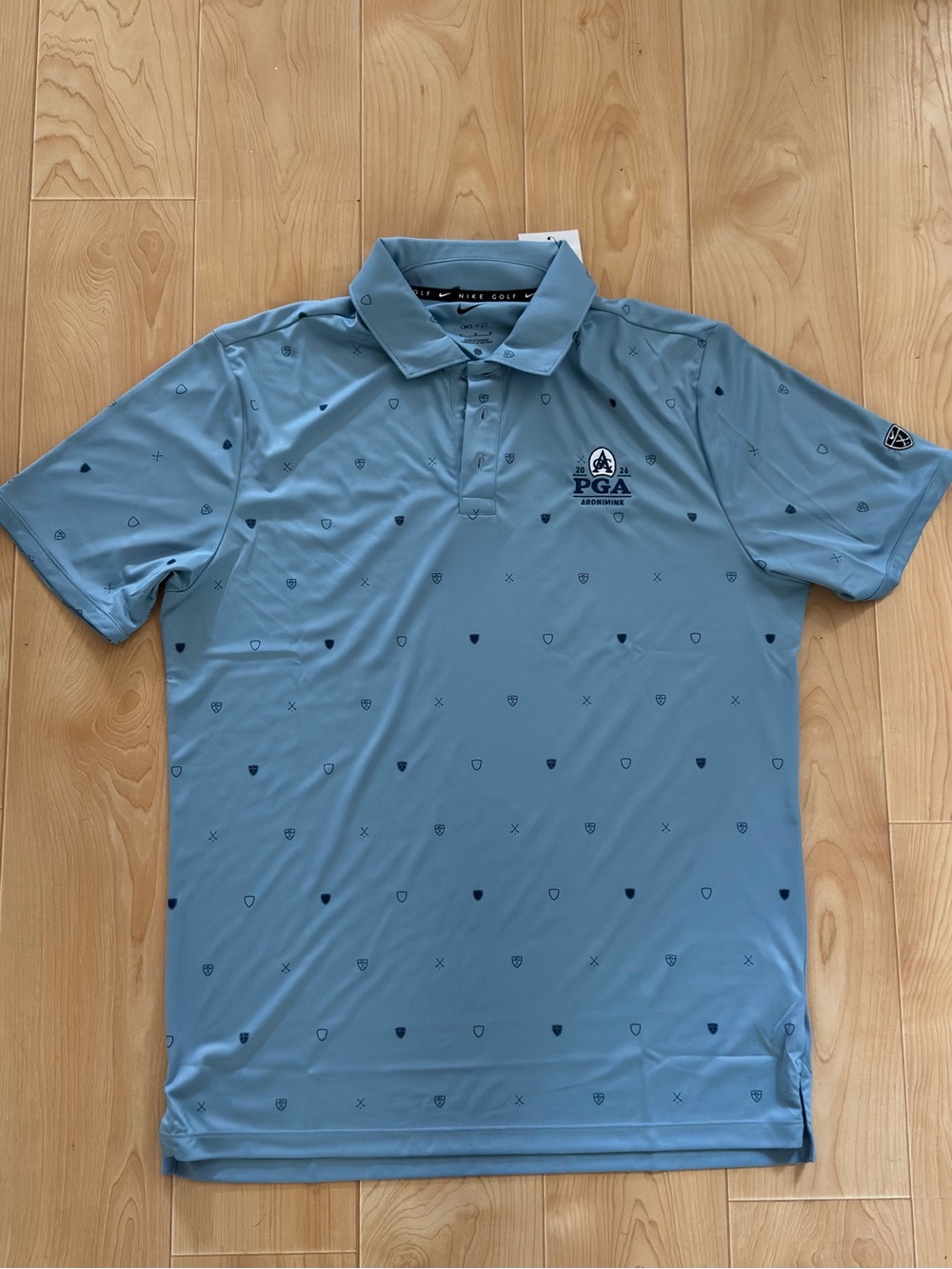 PGA Tour Light Blue Micro-Motif Performance Polo